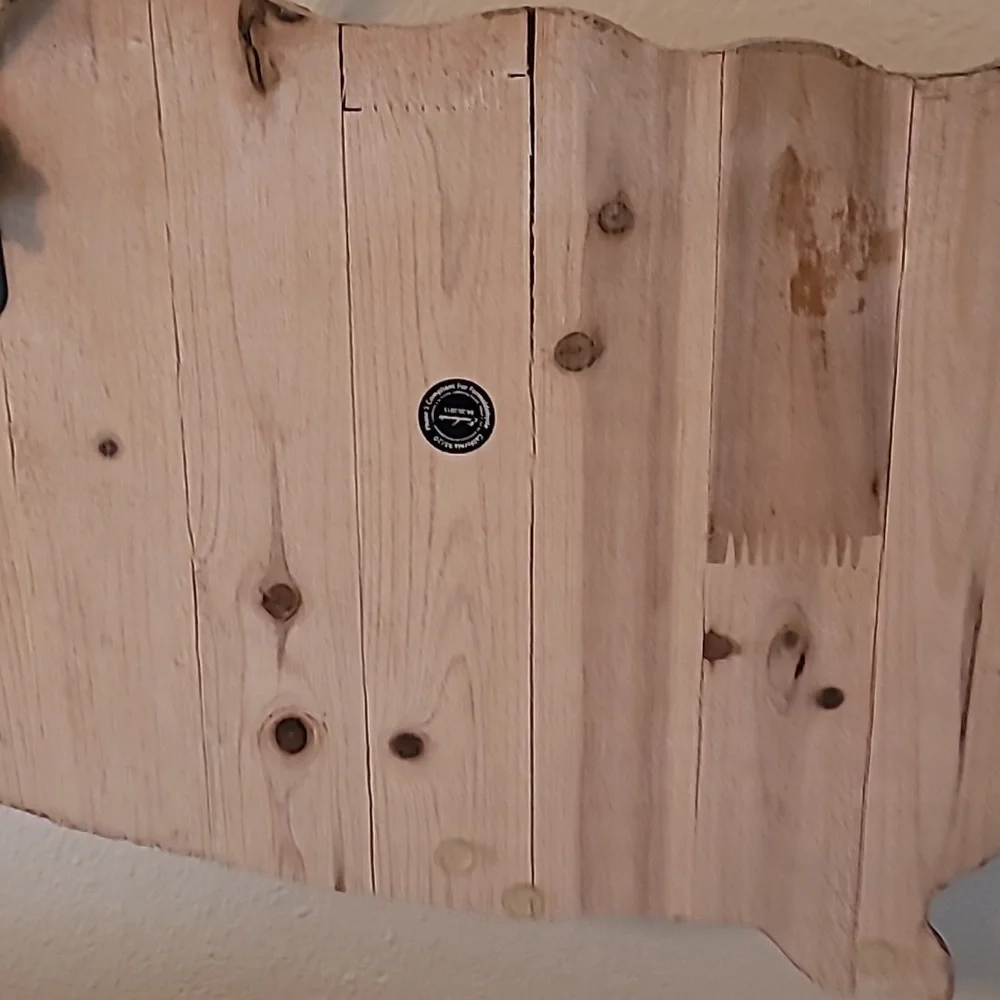 Wood Whale Shaped Wall Decor with black hooks